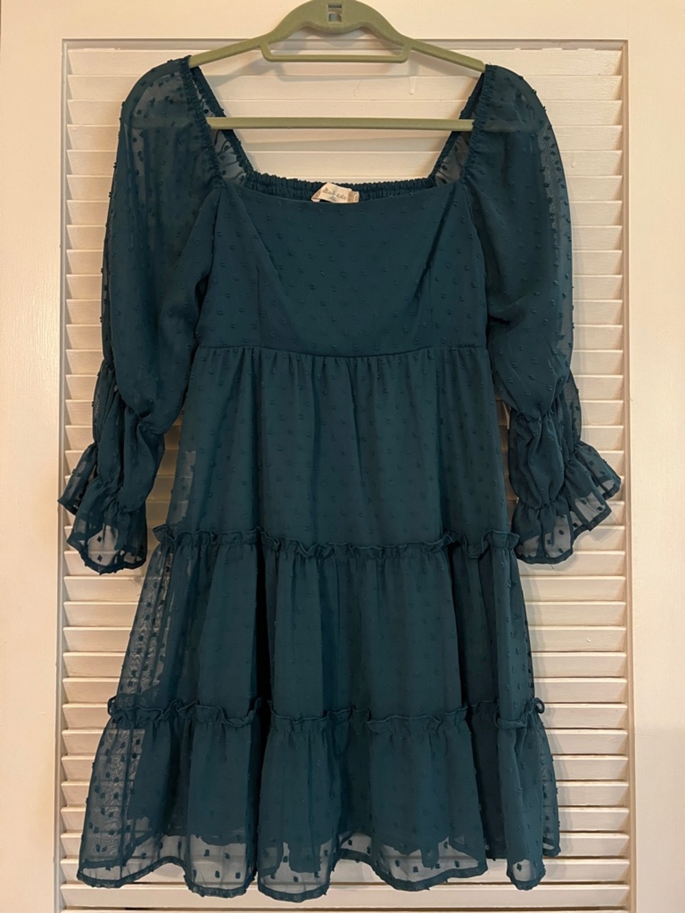 Altar'd State Teal Swiss Dot Dress